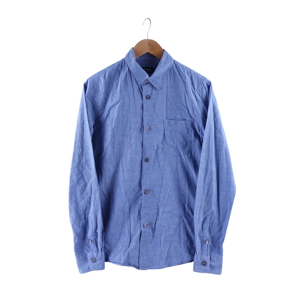 APC Mens XS Rue Madame Paris Blue Cotton Long Sleeve Button Down Shirt Chambray
